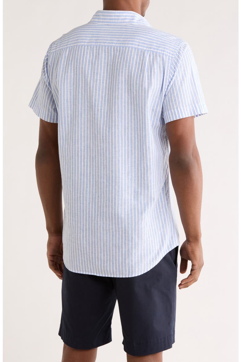 Middle Hill Short Sleeve Cotton & Linen Button-Up Shirt, Alternate, color, SEA SPRAY