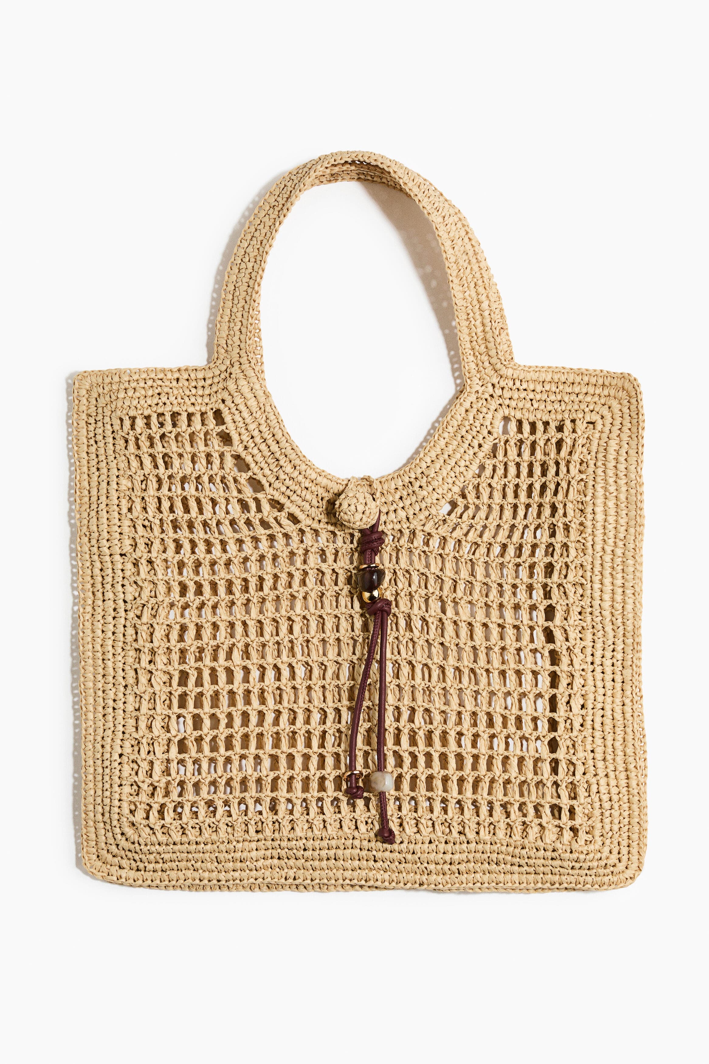 H&M Straw Tote Bag, Main, color, Beige