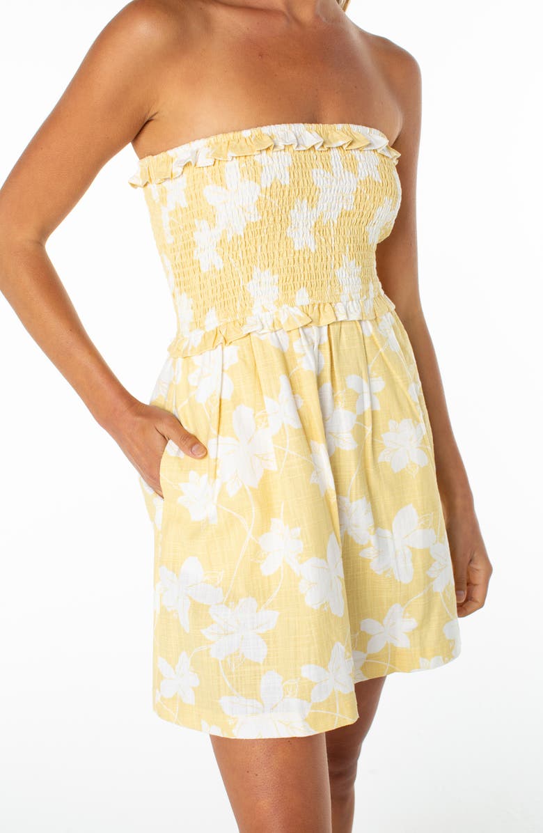 Roxy Avalon Floral Print Strapless Minidress, Alternate, color, 
