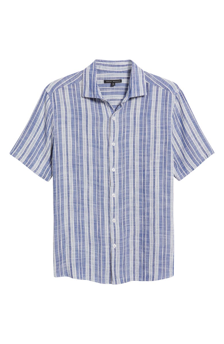 Robert Barakett Penning Stripe Short Sleeve Button-Up Shirt, Alternate, color, Blue