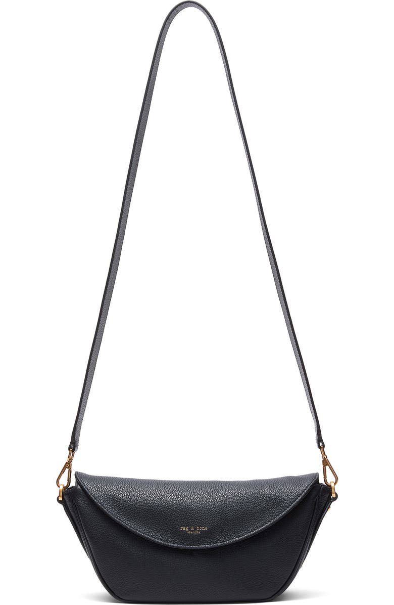 rag & bone Small Gramercy Flap Leather Shoulder Bag, Alternate, color, Black