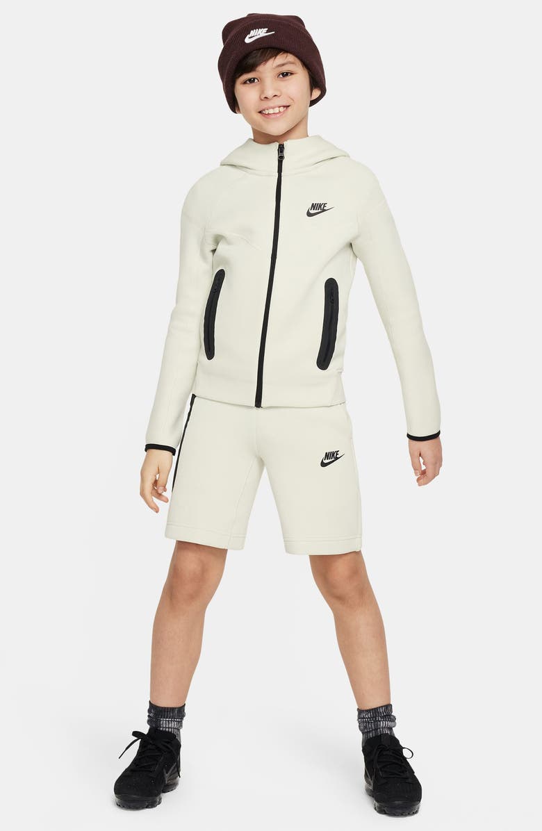 Nike Kids' Tech Fleece Full Zip Hoodie, Alternate, color, Sea Glass/ Black/ Black