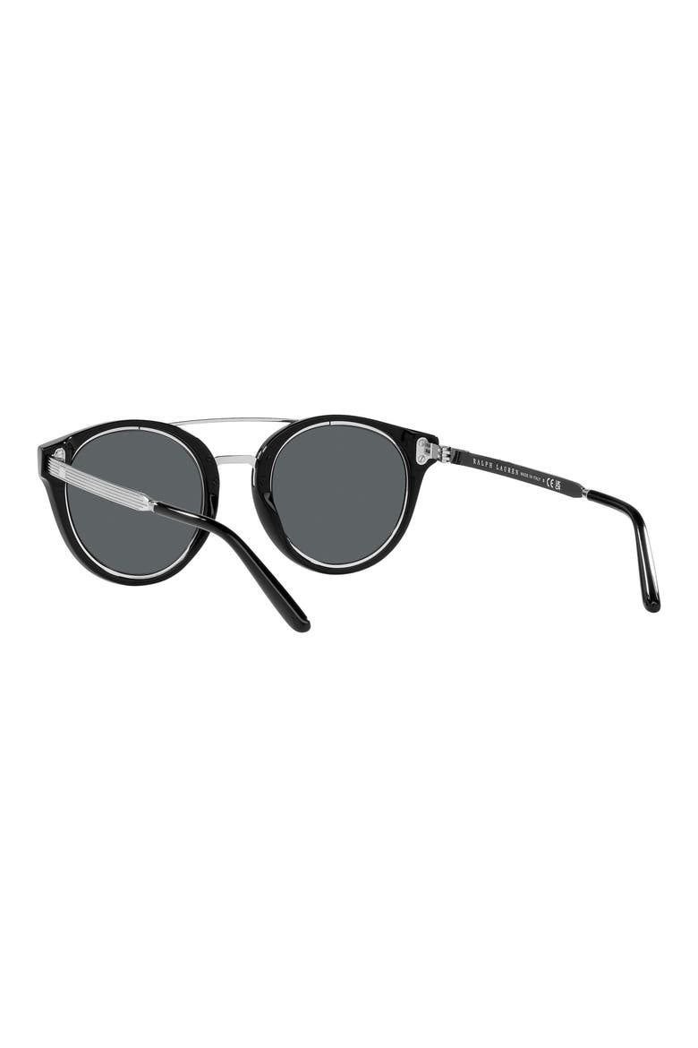 49mm Round Sunglasses, Alternate, color, BLACK