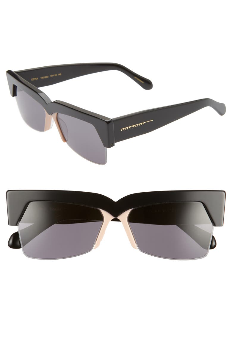 Karen Walker Ezra 58mm Semi Rimless Sunglasses, Main, color, 