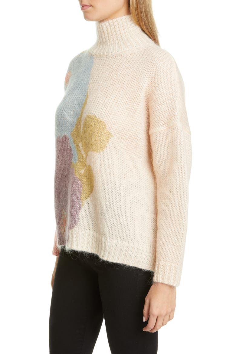 Camellia Print Mohair Blend Sweater, Alternate, color, POUDRE/ MULTICOLOR