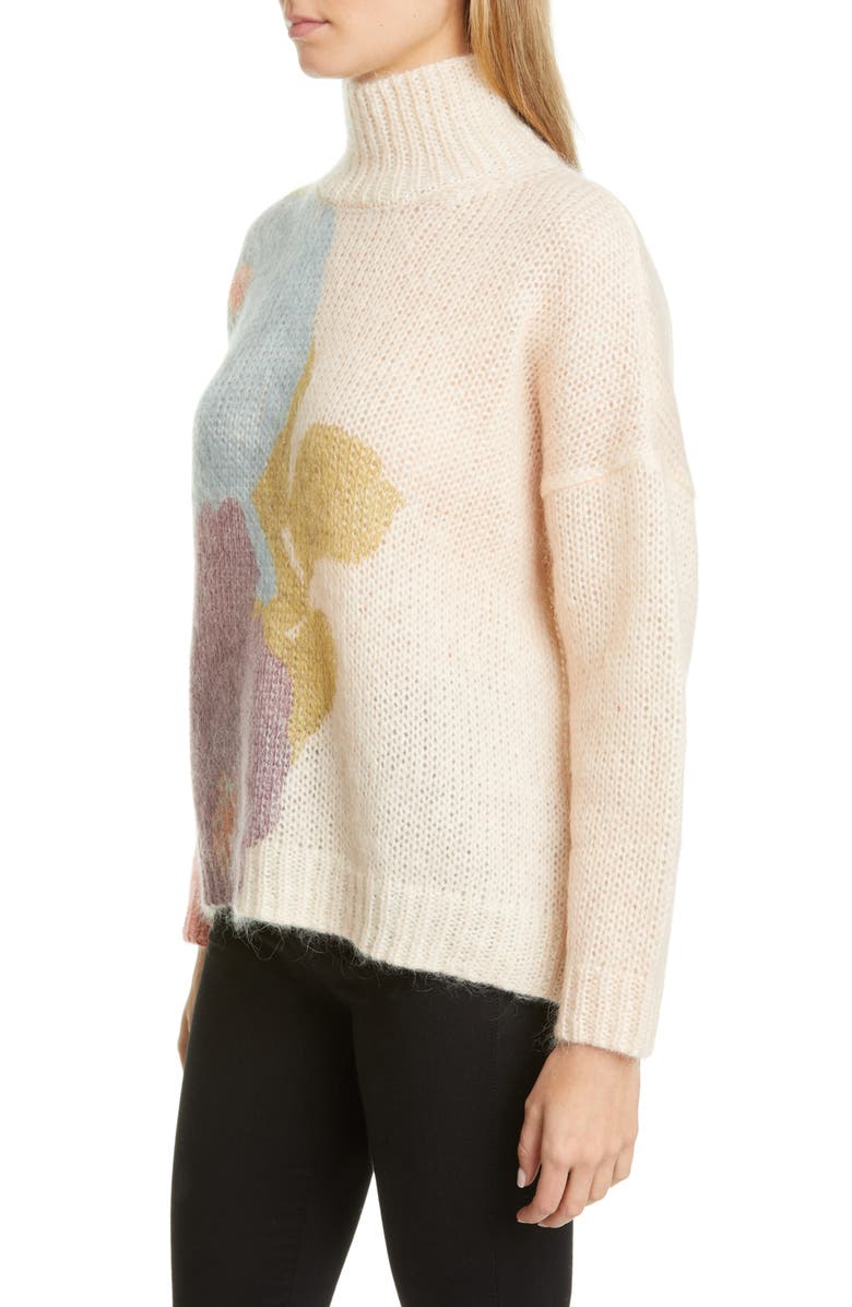 Valentino Camellia Print Mohair Blend Sweater, Alternate, color, 