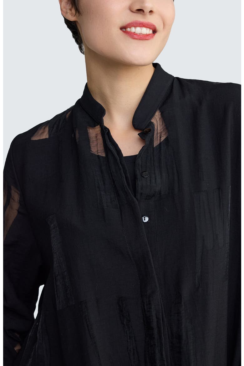 Ondine Sheer Jacquard Shirt, Alternate, color, Black