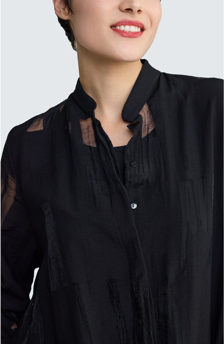 LUUKAA Ondine Sheer Jacquard Shirt, Alternate, color, Black
