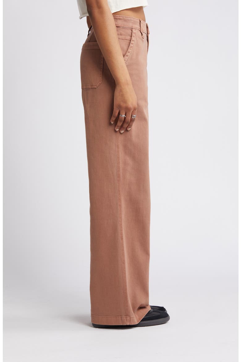 High Waist Wide Leg Twill Pants, Alternate, color, BROWN TOPAZ