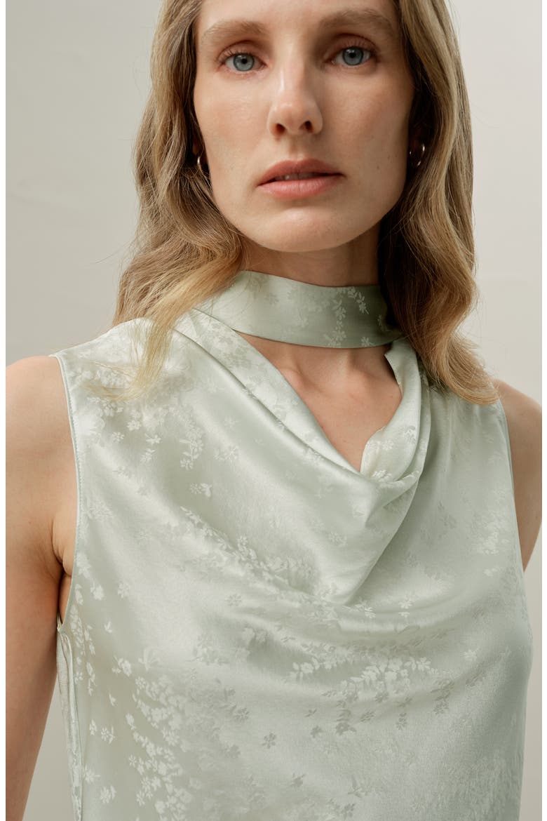 Women's Ying Jacquard Silk Tank, Alternate, color, Jade Green