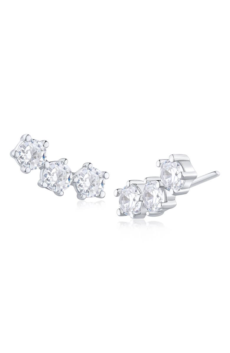 CZ by Kenneth Jay Lane Round Cubic Zirconia Crawler Stud Earrings, Main, color,