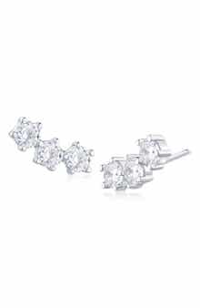 CZ by Kenneth Jay Lane Round Cubic Zirconia Crawler Stud Earrings