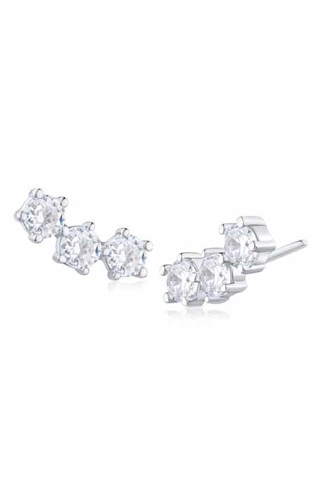 CZ by Kenneth Jay Lane Round Cubic Zirconia Crawler Stud Earrings