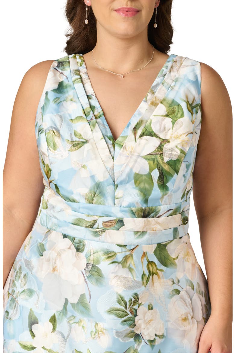 Magnolia Floral Jacquard Midi Fit & Flare Dress, Alternate, color, BLUE MULTI