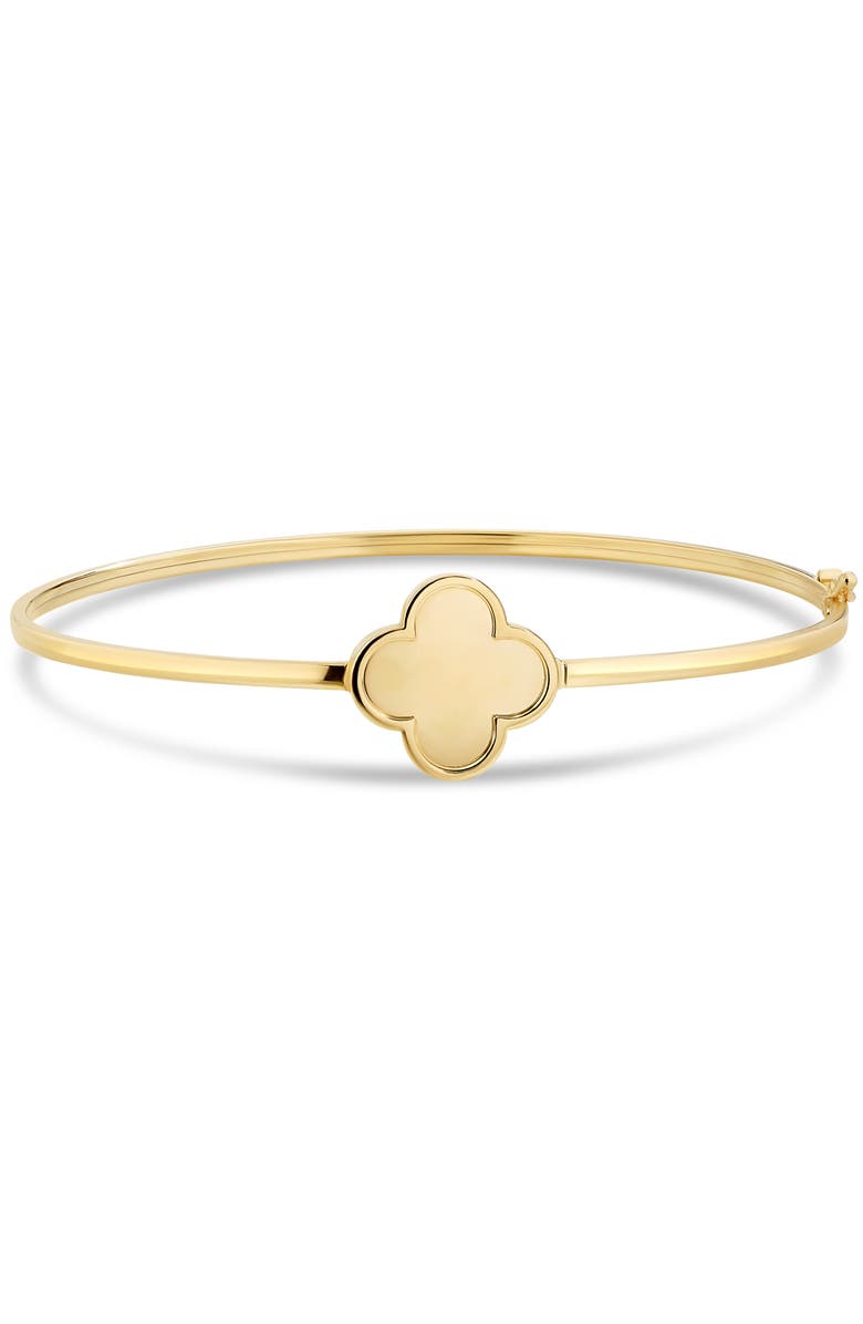 DEVATA Clover Bangle Bracelet in 14K Gold, 15mm, Alternate, color, Yellow Gold