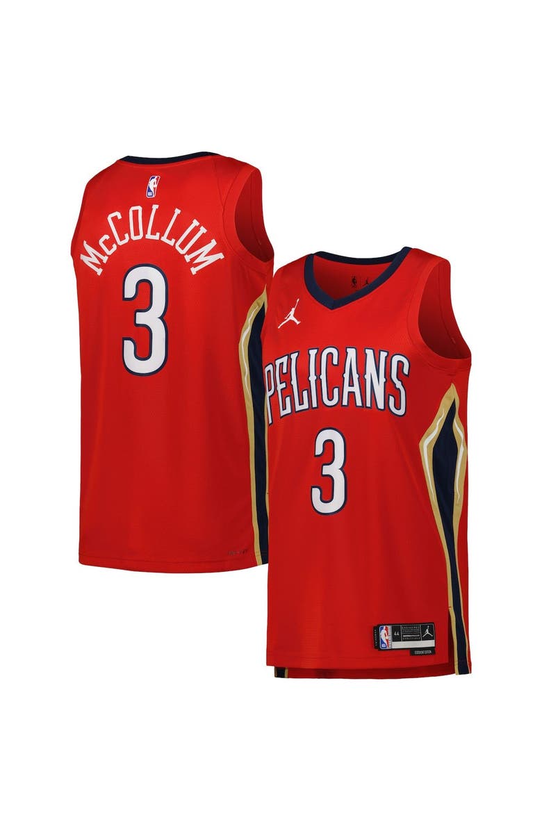 Jordan Brand Unisex Jordan Brand CJ McCollum Red New Orleans Pelicans Swingman Jersey - Statement Edition, Main, color, 
