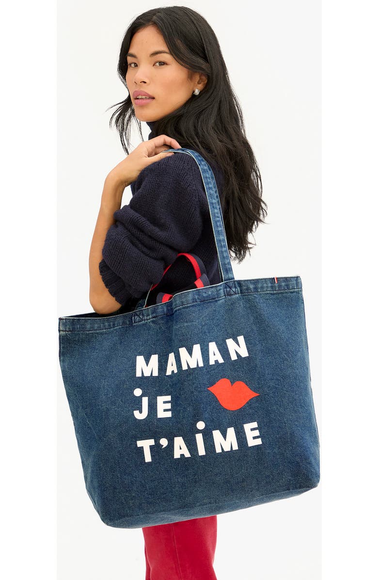 Clare V. EMC Jumbo Denim Tote, Alternate, color, Indigo