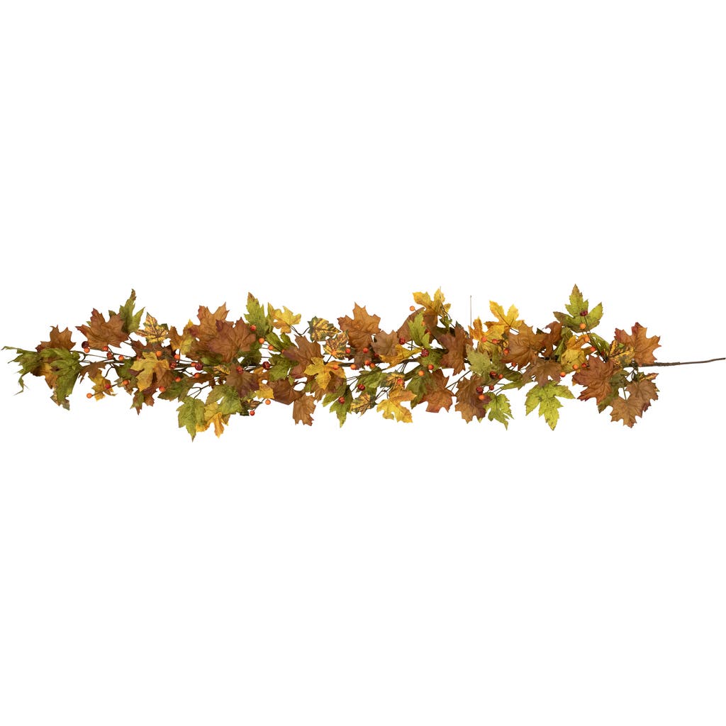 Northlight Maple Leaves And Berries Artificial Fall Harvest Garland In Brown