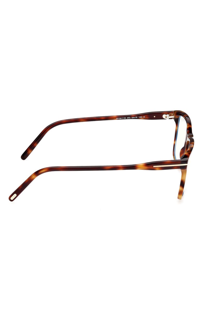 TOM FORD 56mm Square Blue Light Blocking Glasses, Alternate, color, Brown Havana