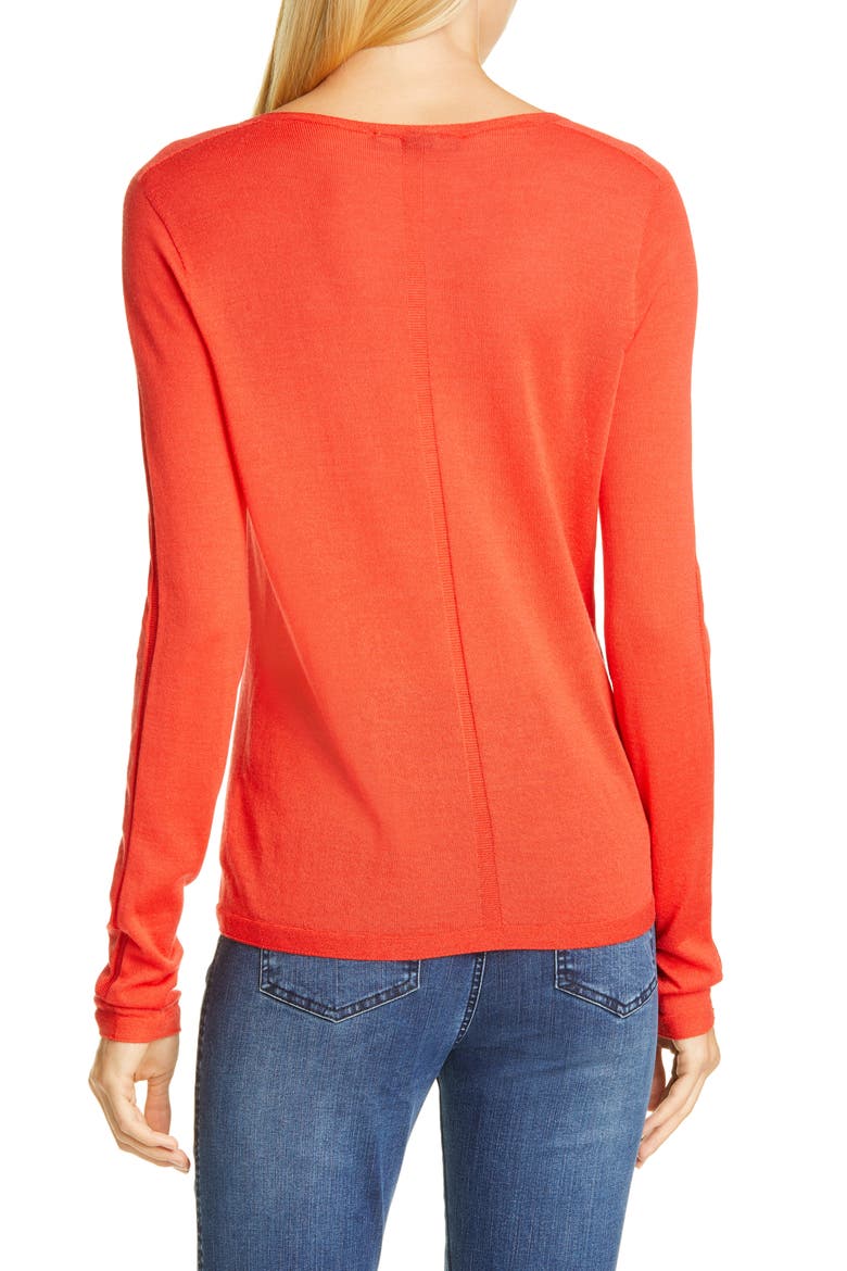 Fine Gauge Merino Jersey Sweater, Alternate, color, GERANIUM