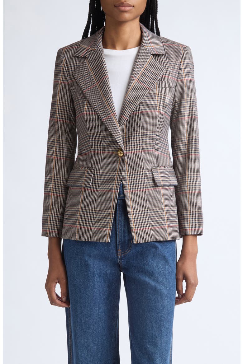 Healy Houndstooth Plaid Dickey Jacket, Main, color, BURGUNDY MULTI