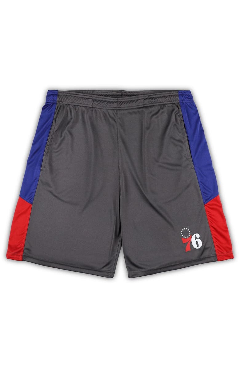 FANATICS Men's Fanatics Branded Gray Philadelphia 76ers Big & Tall Shorts, Main, color, Gray