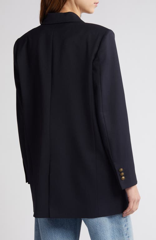 Frame The Oversize Wool Blend Blazer In Navy