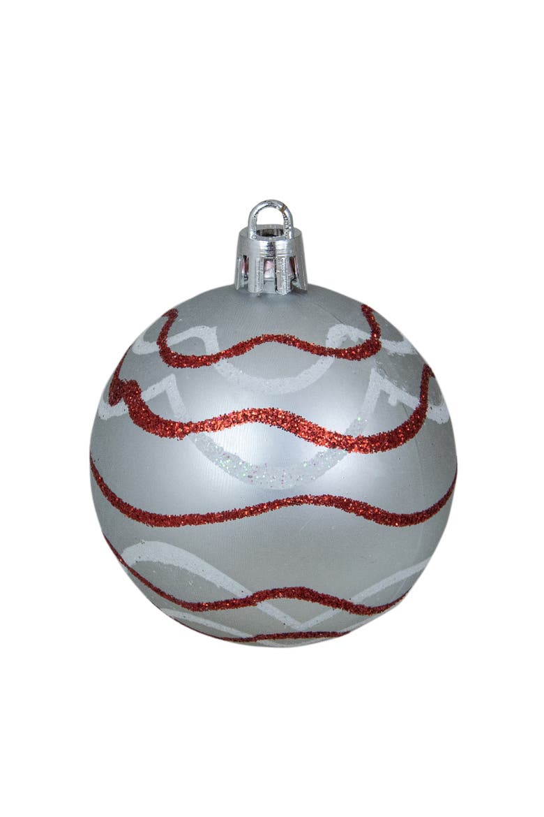 12ct Red and Silver Shatterproof Shiny and Matte Christmas Ball Ornaments 2.25", Alternate, color, Red