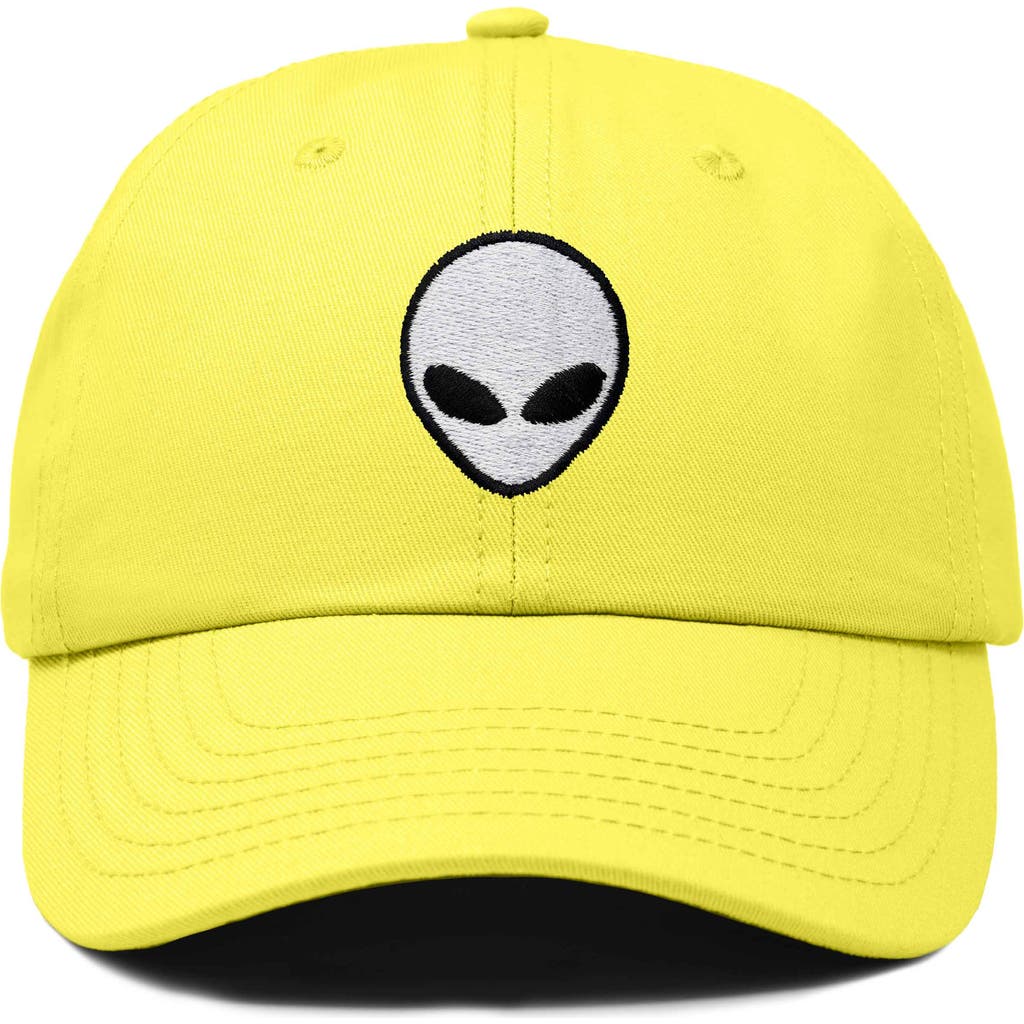 Dalix Alien Embroidered Classic Dad Cap In Yellow