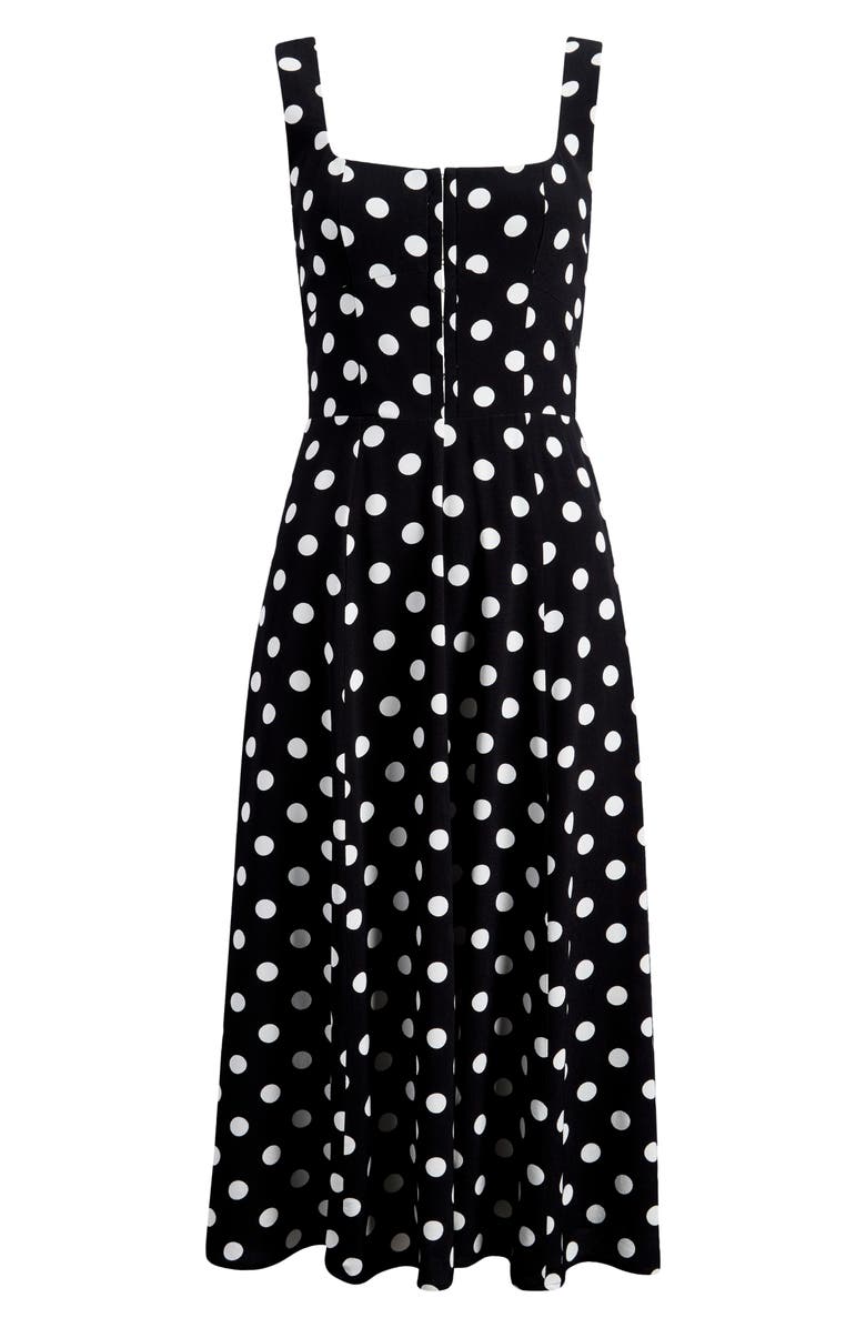 WAYF Leonie Polka Dot Corset Midi Dress, Alternate, color, Black Polka Dot
