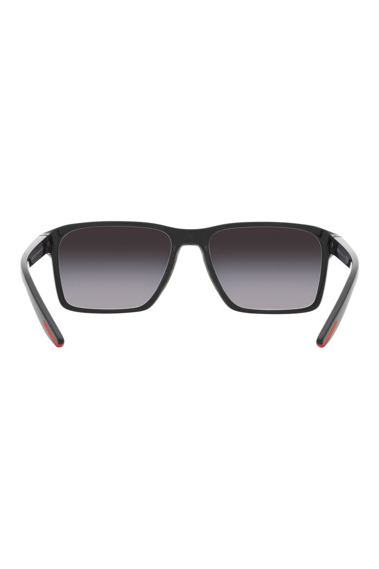 58mm Gradient Rectangular Sunglasses, Alternate, color, BLACK