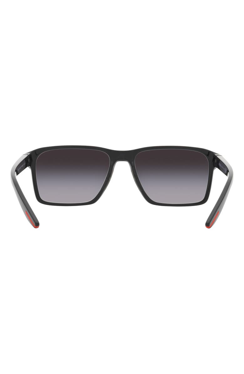 Prada Linea Rossa 58mm Gradient Rectangular Sunglasses, Alternate, color, Black