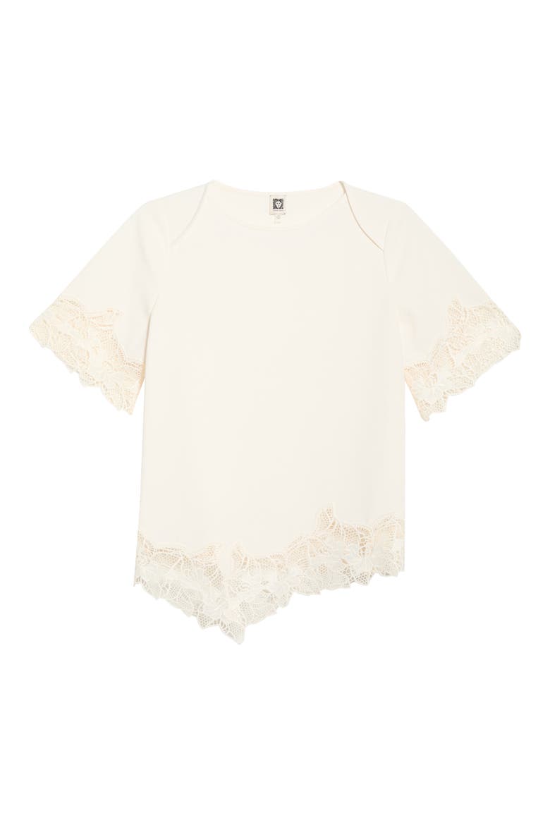 Lace Trim Asymmetrical Knit Top, Alternate, color, WHITE DOVE