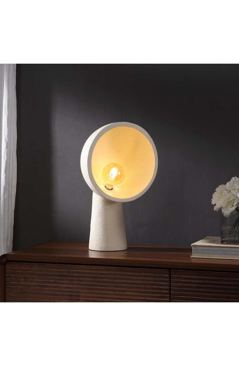 JONATHAN Y Claude 17.5" Contemporary Minimalist Resin Half-Globe Column LED Table Lamp, Alternate, color, Cream