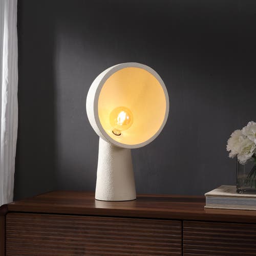 Jonathan Y Claude 17.5" Contemporary Minimalist Resin Half-globe Column Led Table Lamp In White