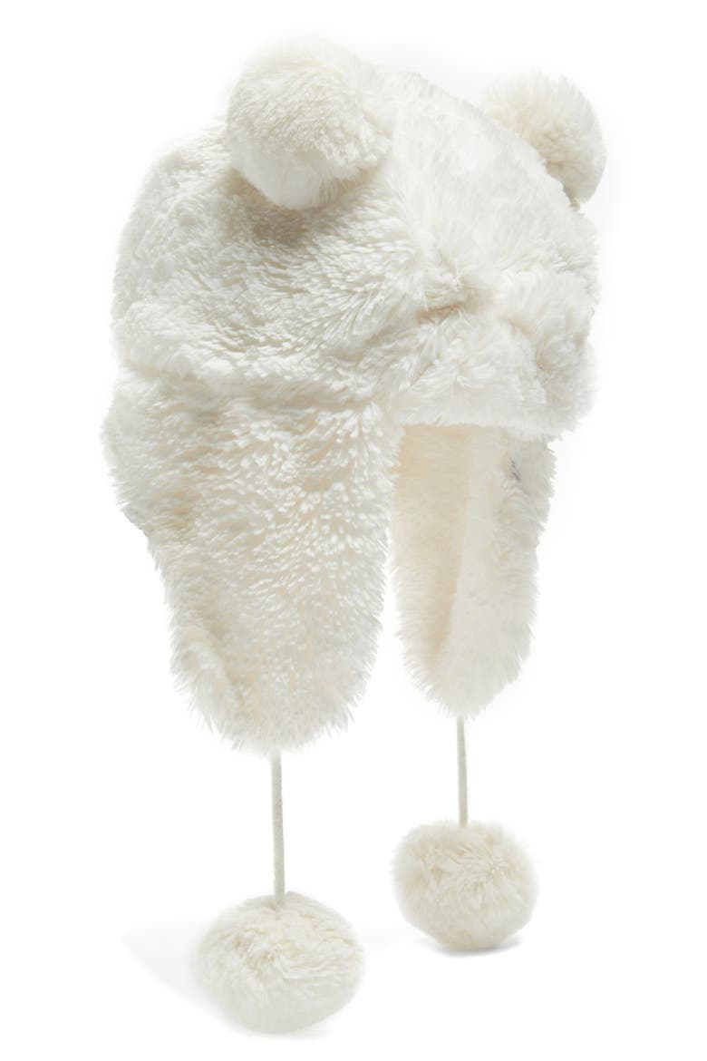 'Bear' Faux Fur Trapper Hat, Main, color, WHITE