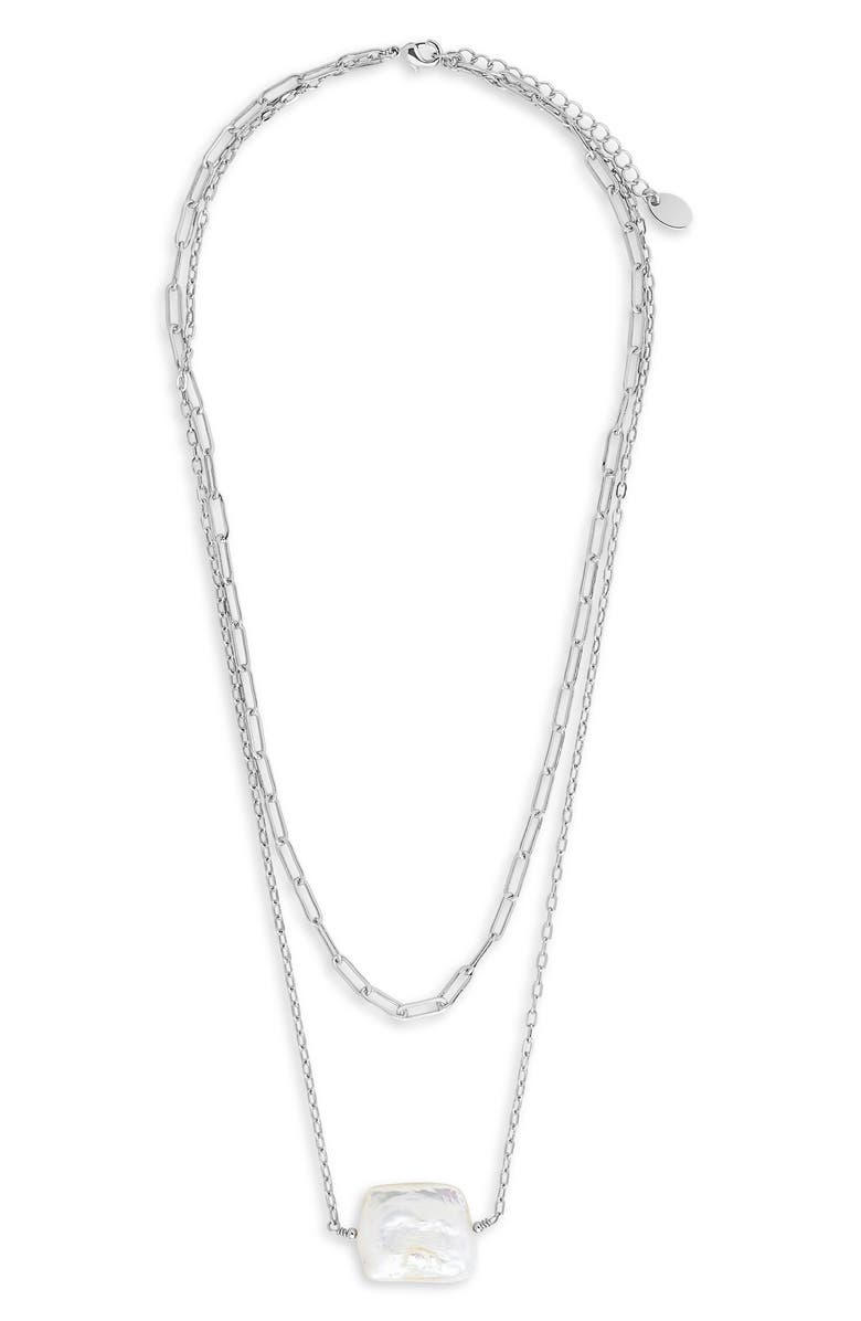 Sterling Forever Layered Genuine Pearl Necklace, Main, color,