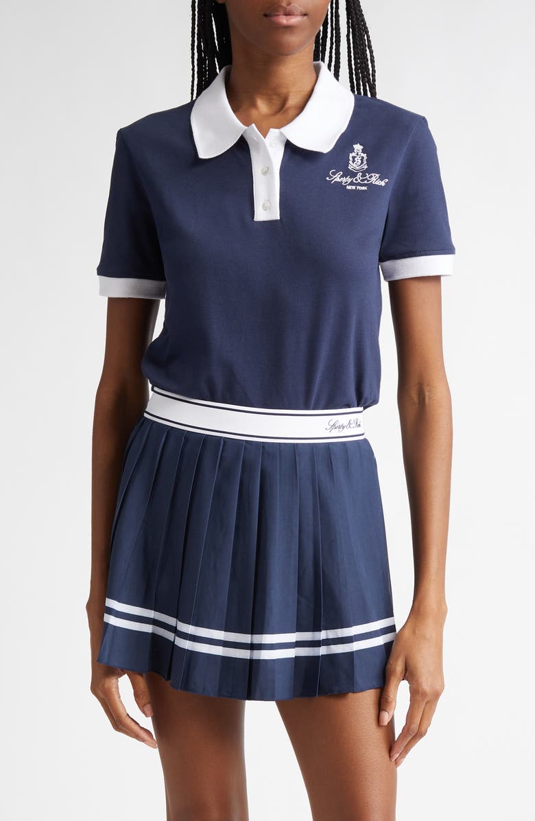 Sporty & Rich Vendome Stretch Cotton Polo Shirt, Main, color, 