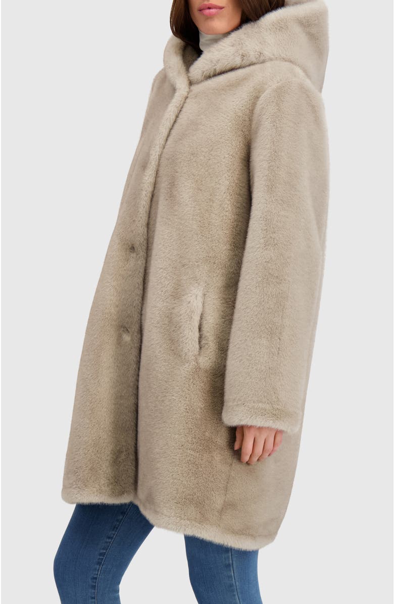 Lyla Grant Fur-Free Mink (Faux Fur) Parka, Reversible, Alternate, color, Silver Blue/Black