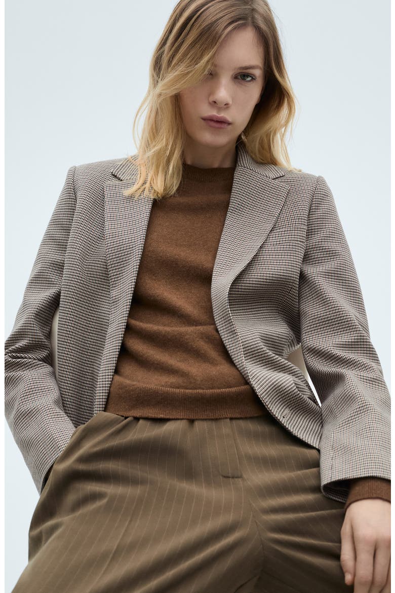 Houndstooth Check Blazer, Alternate, color, BROWN