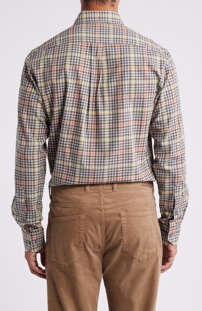 Scott Barber Lightweight Mixed Check Cotton Twill Button-Down Shirt, Alternate, color, 