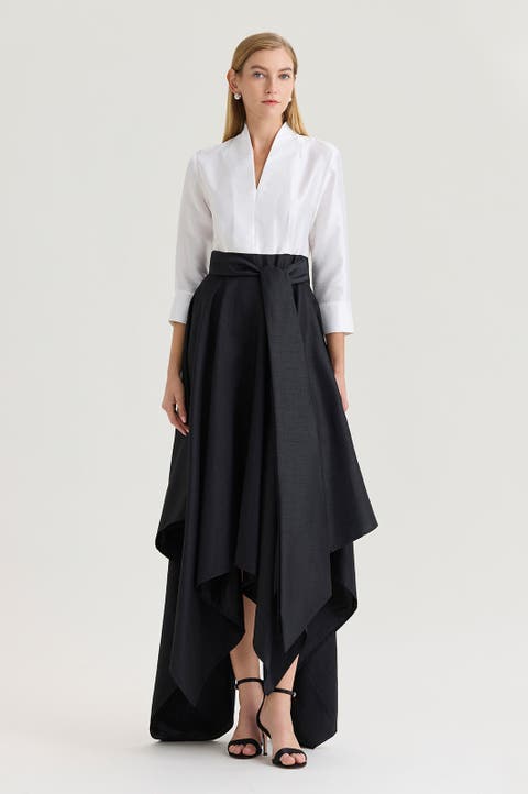 Fit-N-Flare Tie-Waist Woven Maxi Dress