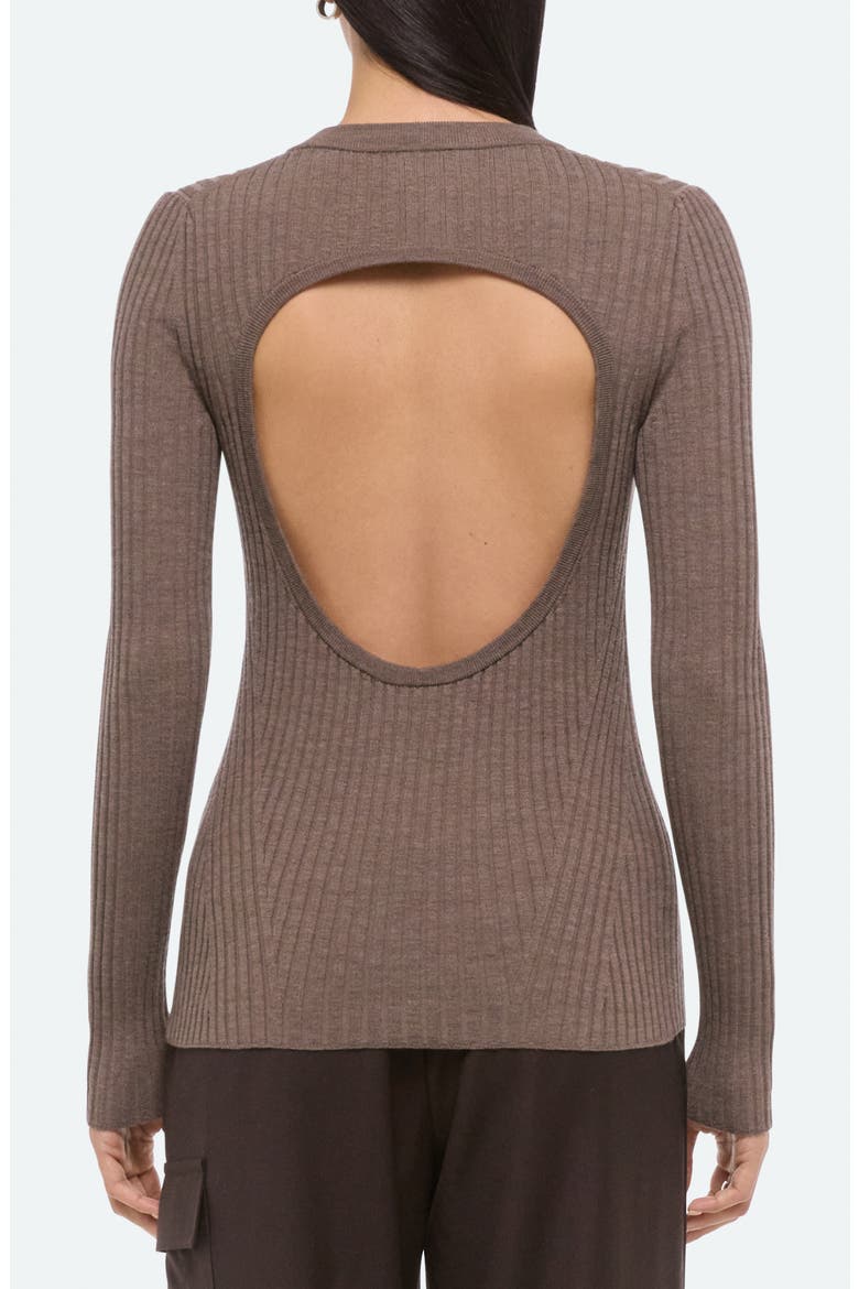 Cutout Back Rib Top, Alternate, color, LIGHT BROWN MELANGE