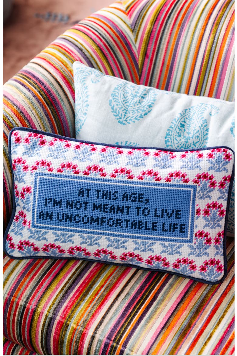 Uncomfortable Needlepoint Pillow, Alternate, color, Uncomfortable