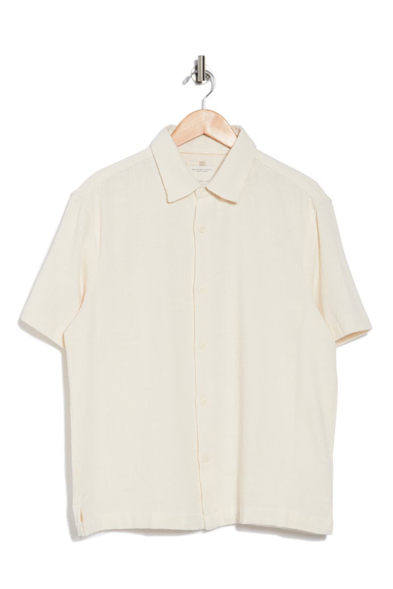 Textured Stripe Short Sleeve Button-Up Shirt, Alternate, color, CREAM