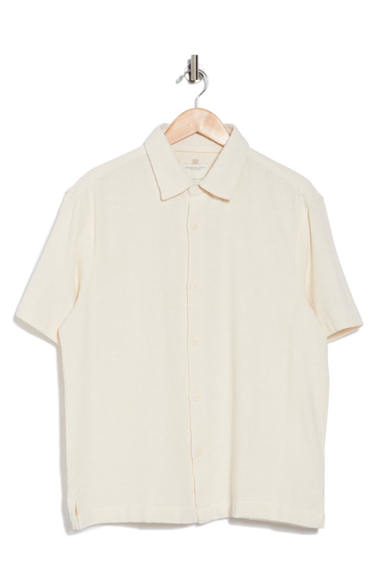 Cactus Man Textured Stripe Short Sleeve Button-Up Shirt, Alternate, color, Cream