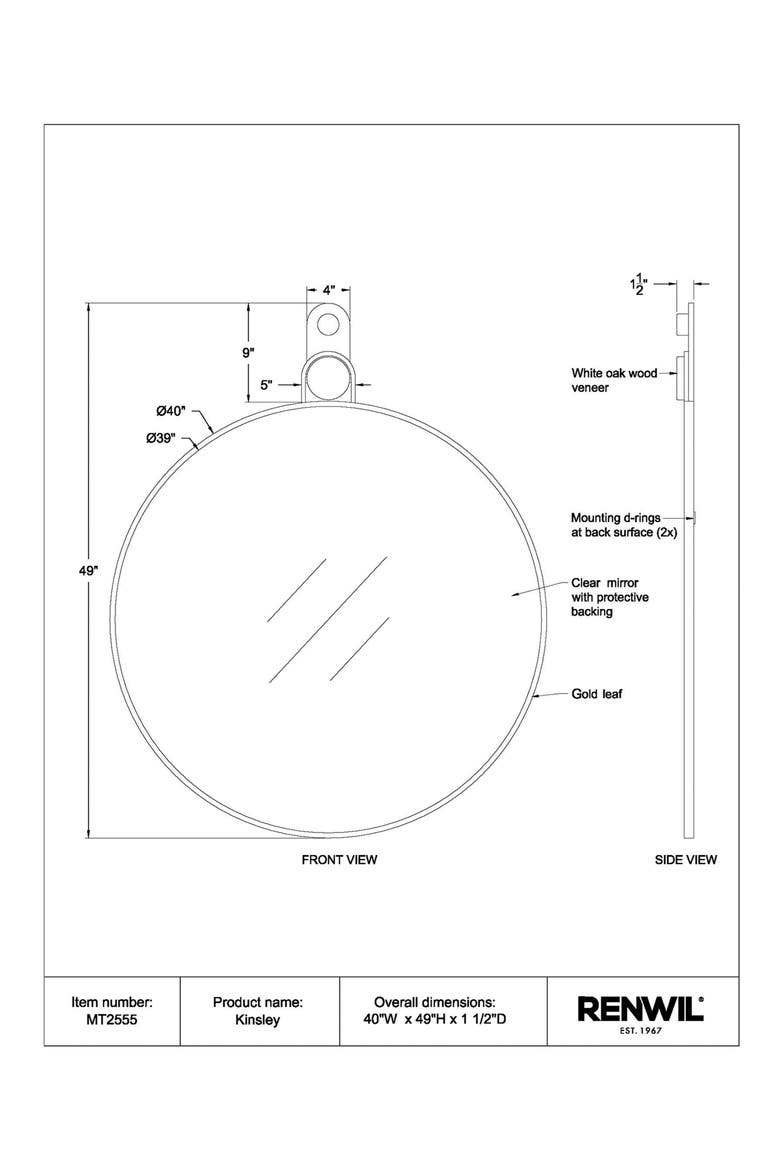 Kinsley Round Mirror, Alternate, color, GOLD