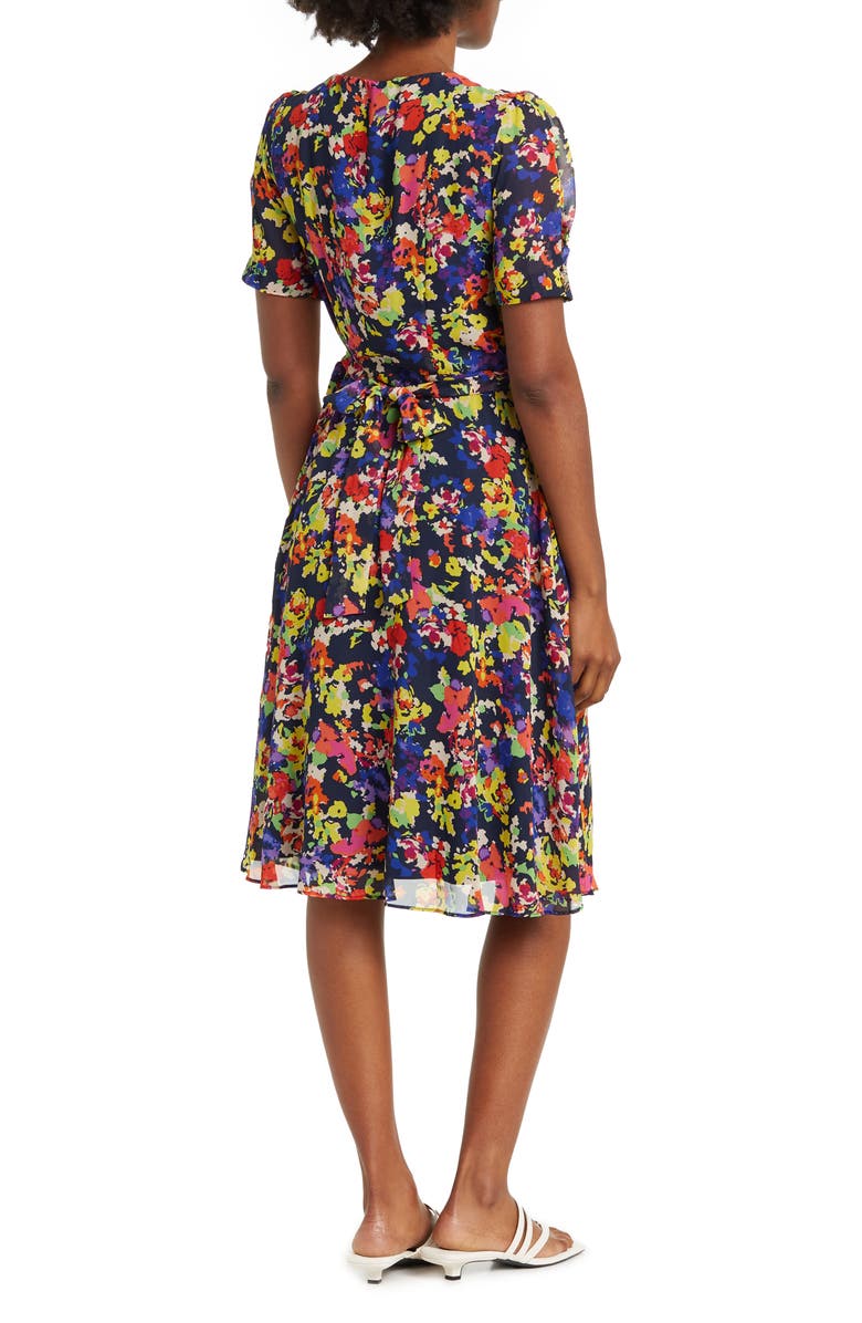 Julia Jordan Floral Puff Sleeve Button Front Midi Dress, Alternate, color, 