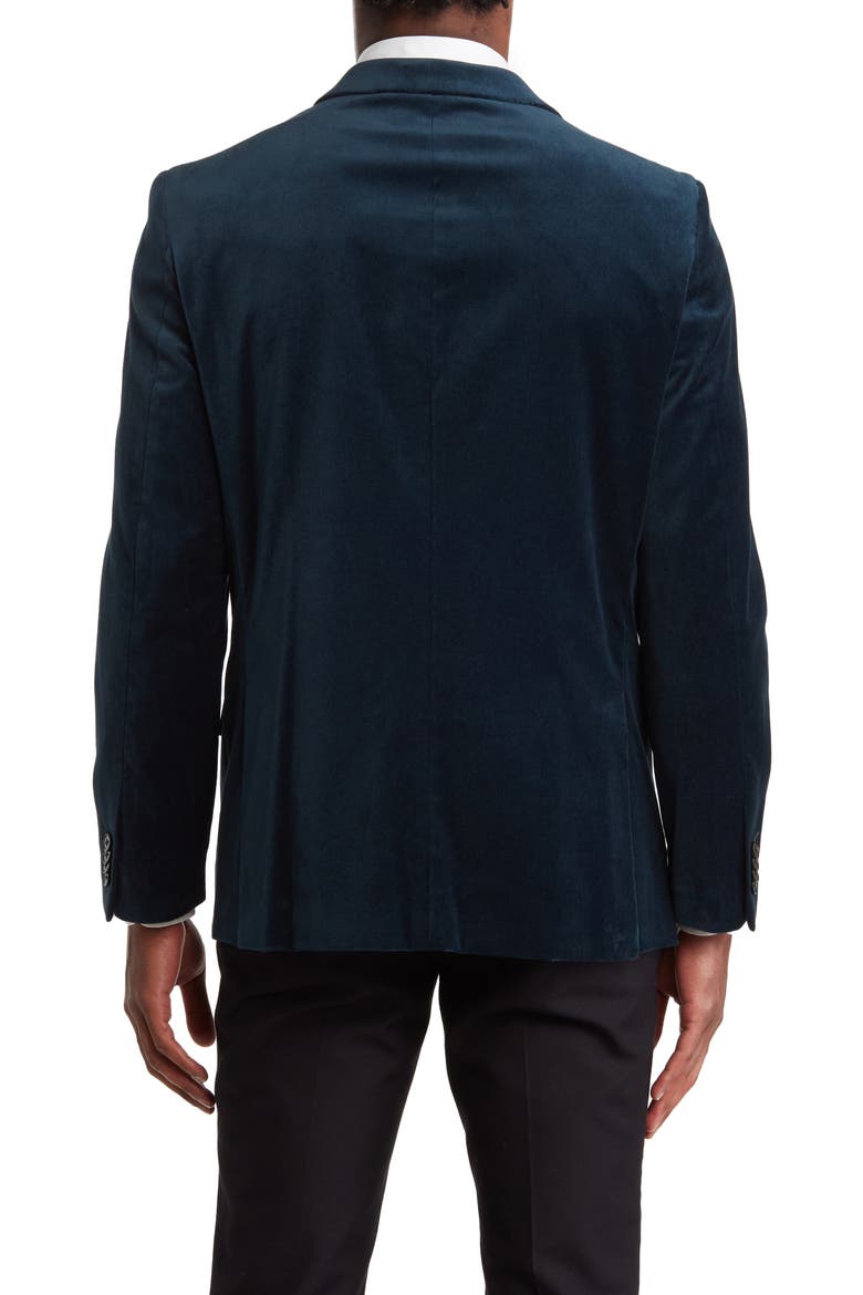 Deep Sea Peak Lapel Velvet Blazer, Alternate, color, GREEN