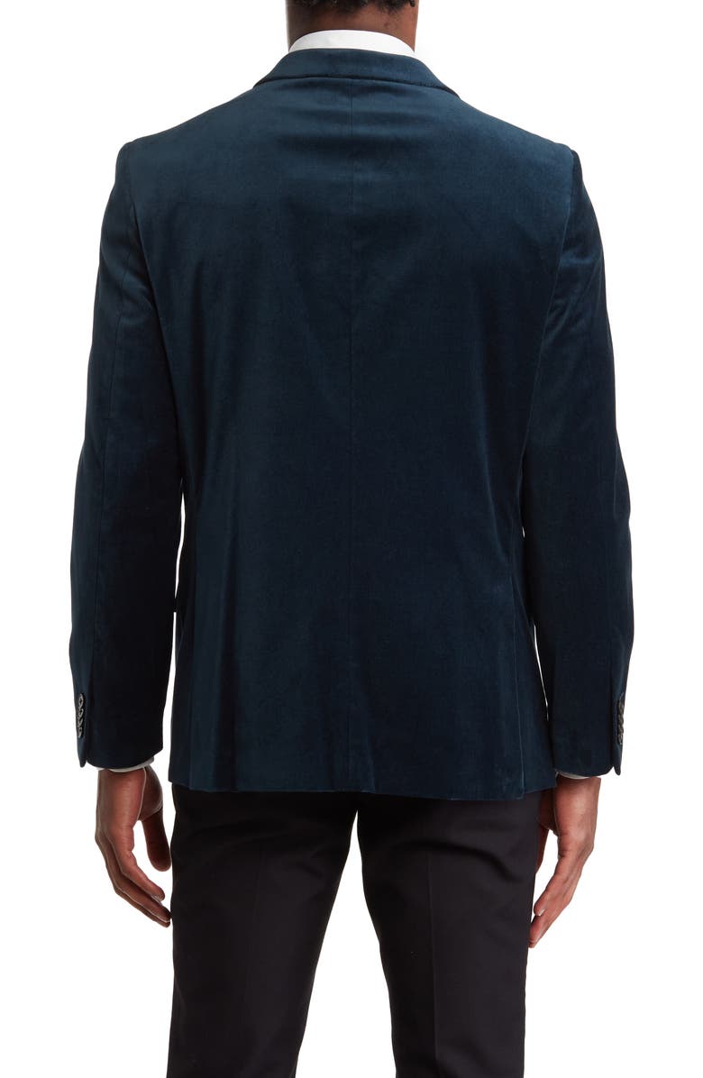 SAVILE ROW CO Deep Sea Peak Lapel Velvet Blazer, Alternate, color, Green